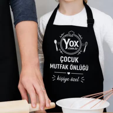 Siyah Çocuk Mutfak Önlüğü - Kişiye Özel Baskılı